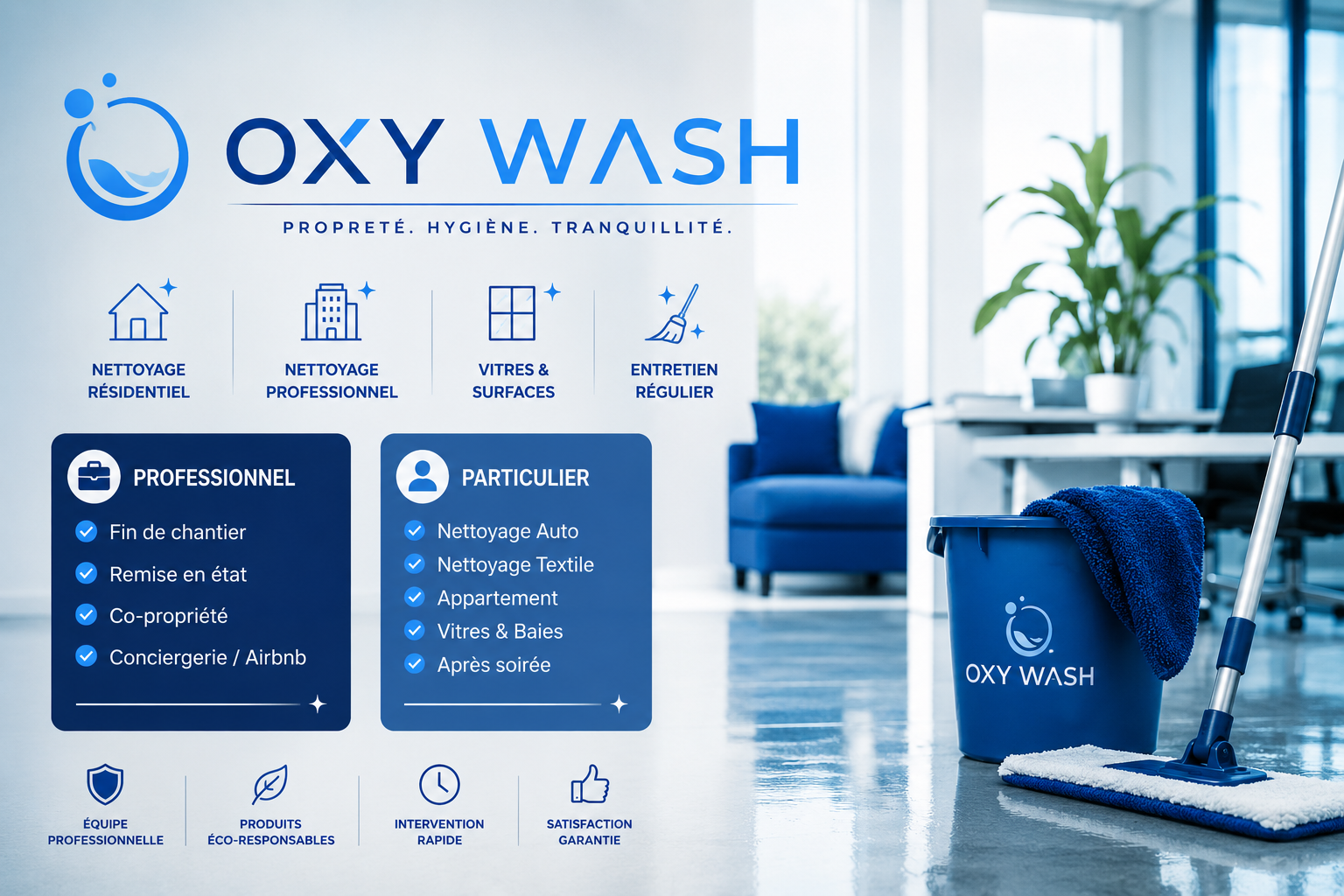Canapé propre et lumineux après intervention OXY WASH